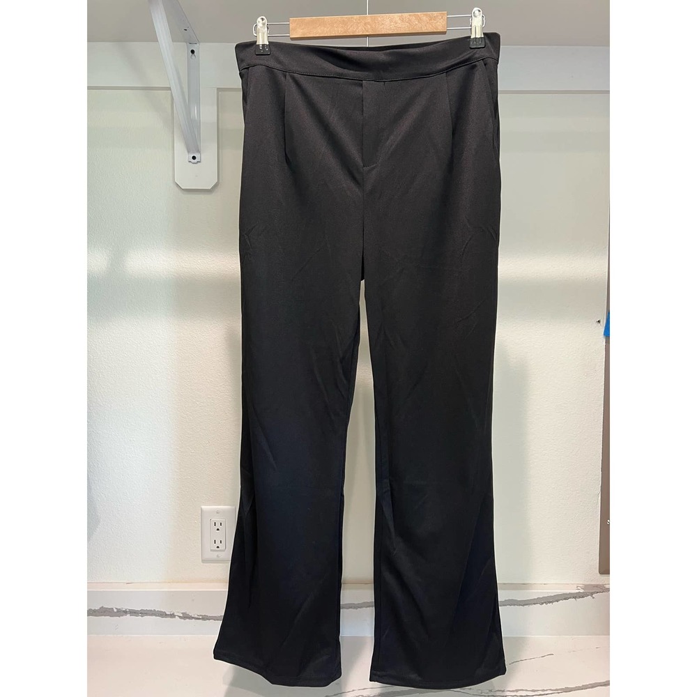 NWOT Women's Black Dress Pants Polyester Size XXL 25" inseam stretchy waist